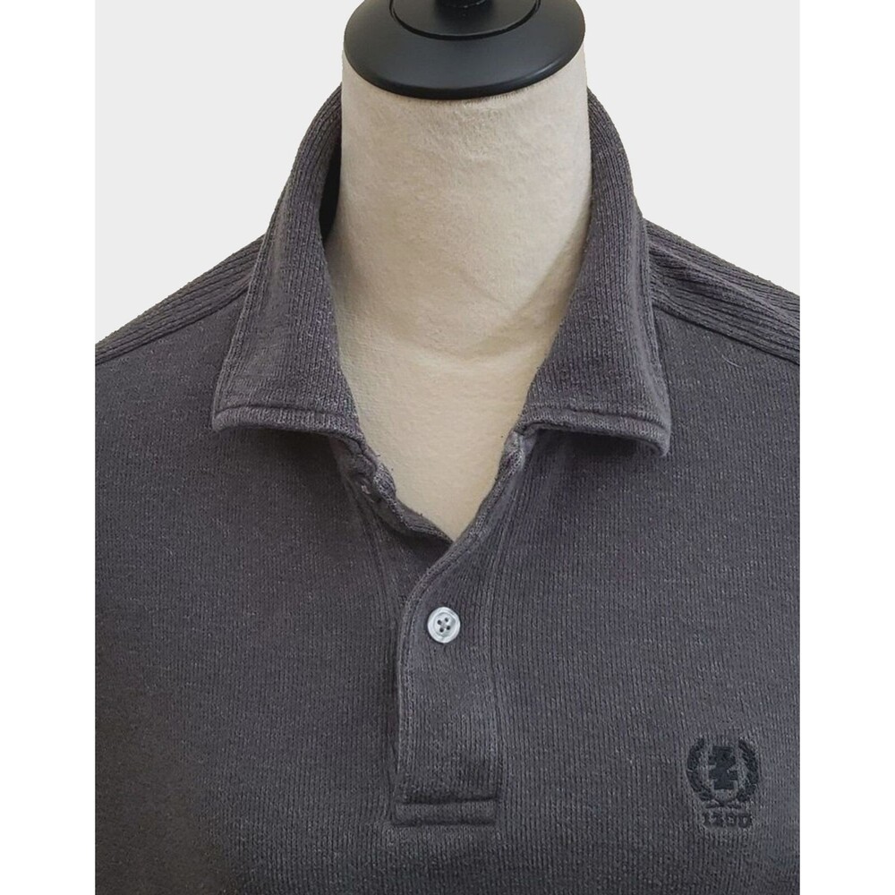 Izod's Men's Henley Long Sleeve Gray Collar Shirt, Size Medium Cotton/Poly Blend